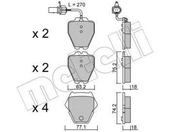 Комплект тормозных колодок METELLI 22-0774-1