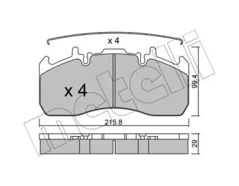 Комплект тормозных колодок, дисковый тормоз METELLI 22-0808-0