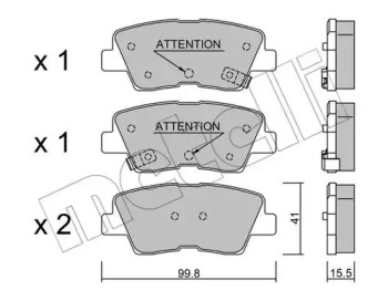 Комплект тормозных колодок, дисковый тормоз METELLI 22-0886-1