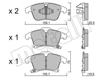 Комплект тормозных колодок METELLI 22-1039-0