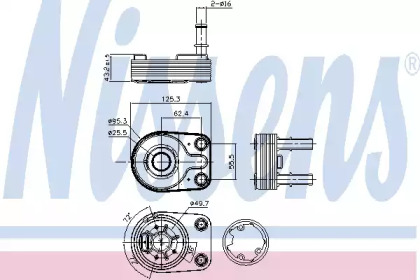 масляный радиатор, двигательное масло NISSENS 90795