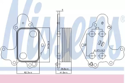 масляный радиатор, двигательное масло NISSENS 90968