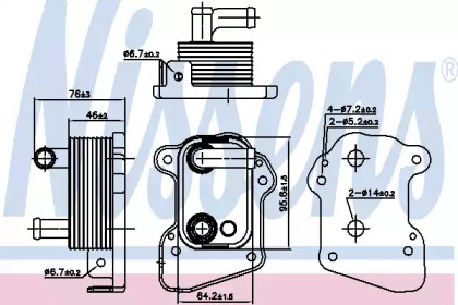 масляный радиатор, двигательное масло NISSENS 90977