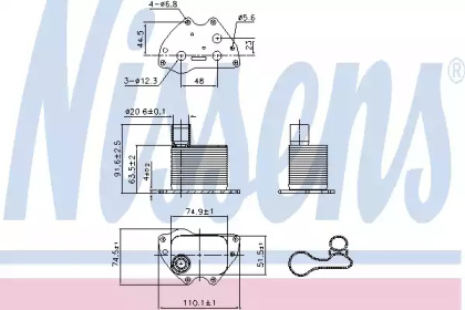 масляный радиатор, двигательное масло NISSENS 90981
