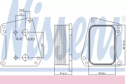 масляный радиатор, двигательное масло NISSENS 90983