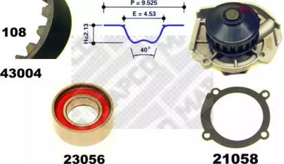 Комплект водяного насоса / зубчатого ремня MAPCO 41004