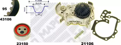 Комплект водяного насоса / зубчатого ремня MAPCO 41106