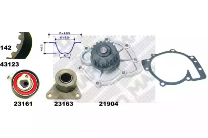 Водяной насос + комплект зубчатого ремня MAPCO 41123