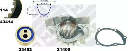 Водяной насос + комплект зубчатого ремня MAPCO 41414/1