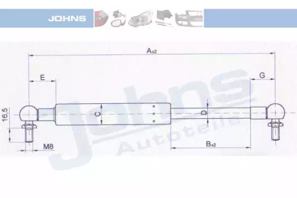 Газовая пружина JOHNS 27 28 95-95