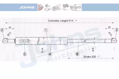 Газовая пружина JOHNS 38 09 95-91