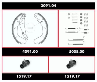 Комплект тормозов, барабанный тормозной механизм ROADHOUSE SPK 3091.04