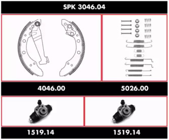 Комплект тормозов, барабанный тормозной механизм ROADHOUSE SPK 3046.04