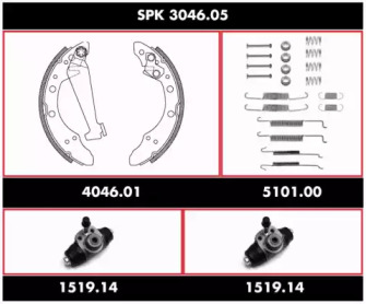 Комплект тормозов, барабанный тормозной механизм ROADHOUSE SPK 3046.05