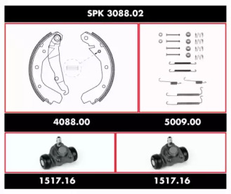 Комплект тормозов, барабанный тормозной механизм ROADHOUSE SPK 3088.02