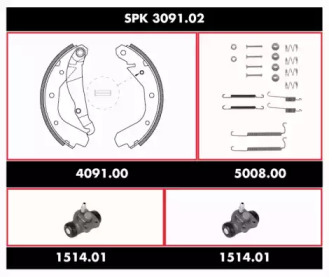 Комплект тормозов, барабанный тормозной механизм ROADHOUSE SPK 3091.02