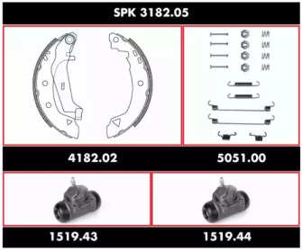 Комплект тормозов, барабанный тормозной механизм ROADHOUSE SPK 3182.05