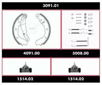 Комплект тормозов, барабанный тормозной механизм REMSA SPK 3091.01