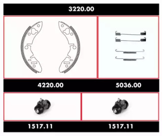 Комплект тормозов, барабанный тормозной механизм REMSA 3220.00