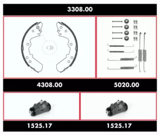 Комплект тормозов, барабанный тормозной механизм REMSA 3308.00