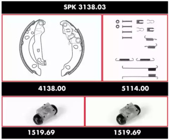 Комплект тормозов, барабанный тормозной механизм REMSA SPK 3138.03