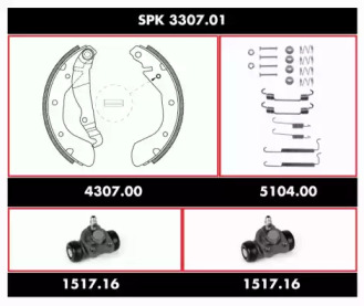 Комплект тормозов, барабанный тормозной механизм REMSA SPK 3307.01