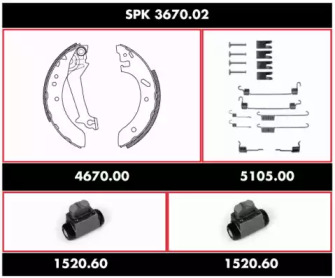 Комплект тормозов, барабанный тормозной механизм REMSA SPK 3670.02