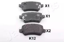 Комплект тормозных колодок JAPANPARTS PP-K12AF