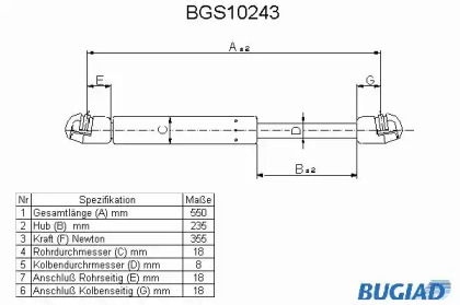 Газовая пружина BUGIAD BGS10243