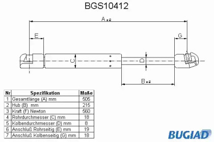 Газовая пружина BUGIAD BGS10412