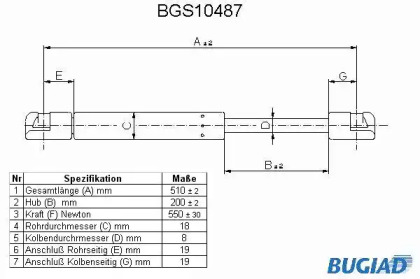 Газовая пружина BUGIAD BGS10487