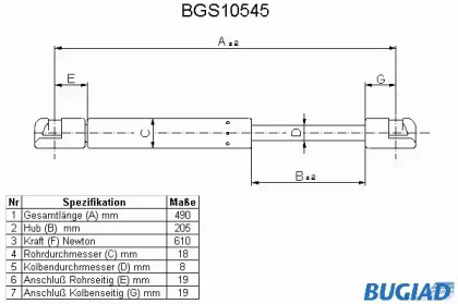 Газовая пружина BUGIAD BGS10545