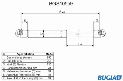 Газовая пружина BUGIAD BGS10559