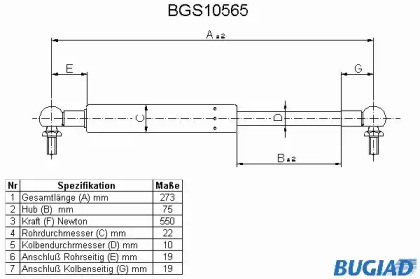 Газовая пружина BUGIAD BGS10565