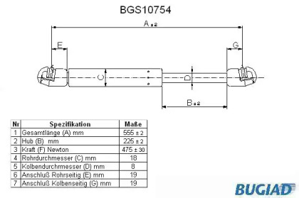 Газовая пружина BUGIAD BGS10754