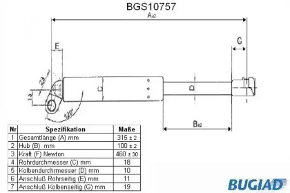 Газовая пружина BUGIAD BGS10757