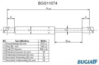 Газовая пружина BUGIAD BGS11074