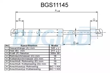 Газовая пружина BUGIAD BGS11145