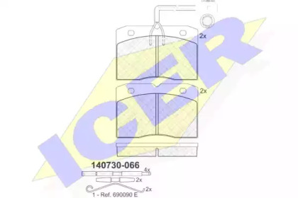 Комплект тормозных колодок ICER 140730-066