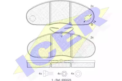 Комплект тормозных колодок ICER 140834