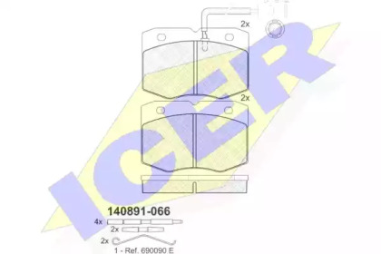 Комплект тормозных колодок ICER 140891