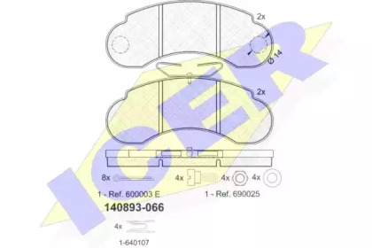 Комплект тормозных колодок ICER 140893-066