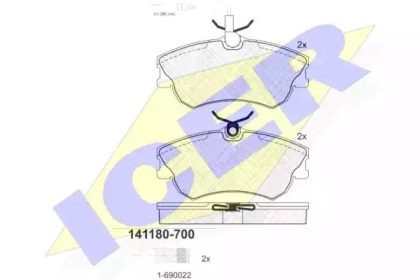 Комплект тормозных колодок ICER 141180-700