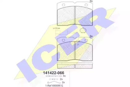 Комплект тормозных колодок ICER 141422-066