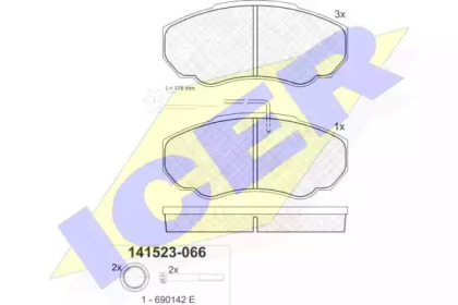 Комплект тормозных колодок ICER 141523-066