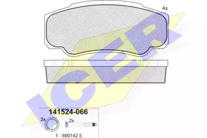 Комплект тормозных колодок ICER 141524-066