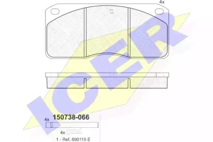 Комплект тормозных колодок ICER 150738-066