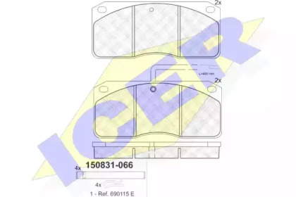 Комплект тормозных колодок ICER 150831-066