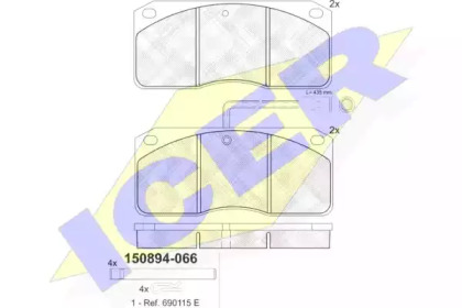 Комплект тормозных колодок ICER 150894-066