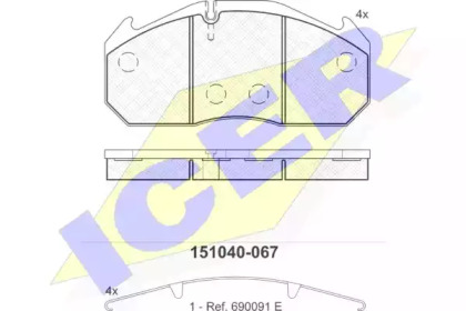 Комплект тормозных колодок ICER 151040